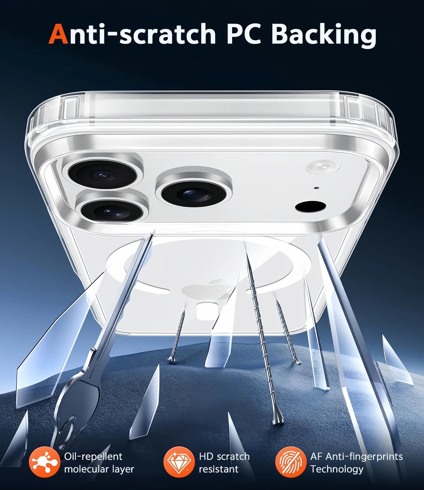 For iPhone 17 Pro Case Compatible with Magsafe Transparent Magnetic Shockproof Protective  Cover with Screen Protector -Clear