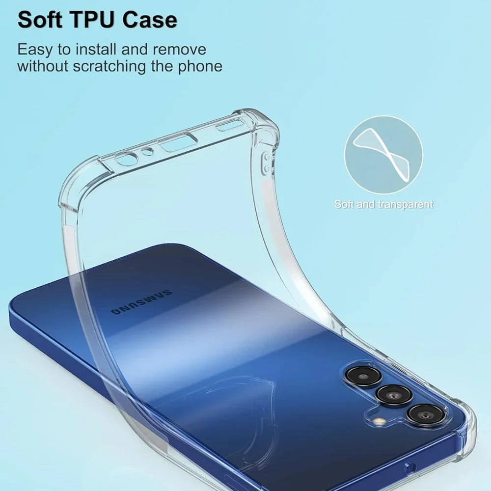 S24 Ultra Shockproof Clear Case For Samsung A05 A15 A25 A35 A55 Soft TPU Shell S24 S23 S22 Plus S21 Ultra S20 FE Silicone Cover