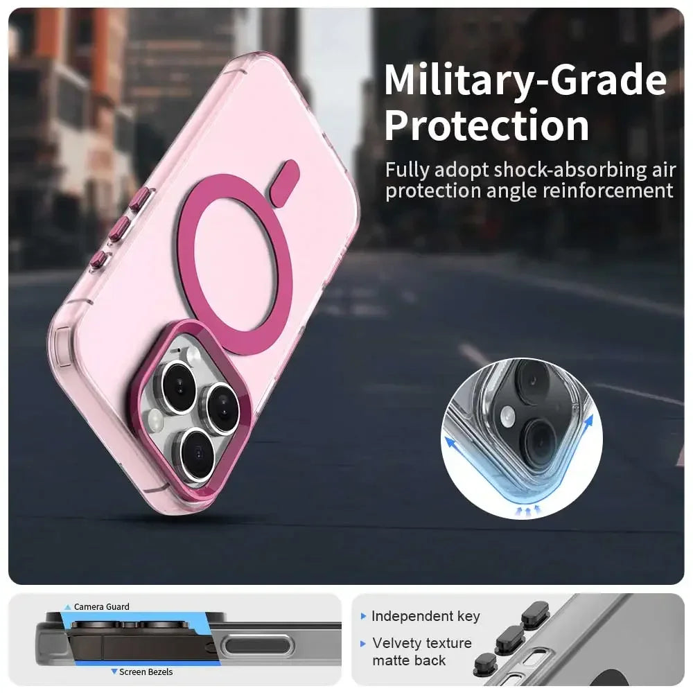 Matte Candy Magnetic Wireless Charging Transparent Case for iPhone 16 14 13 12 11 15 Pro Max Plus For Magsafe Shockproof Cover