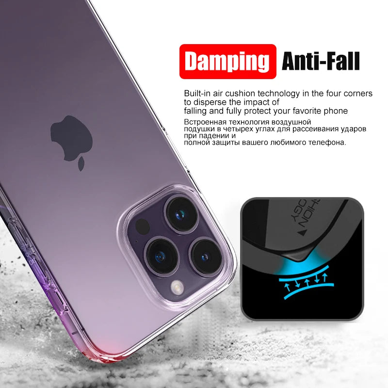 Luxury Clear Phone Case For iPhone 16 15 14 13 12 11 Pro Max XR X XS 7 8 Plus Shockproof Transparent Bumper Back Cover