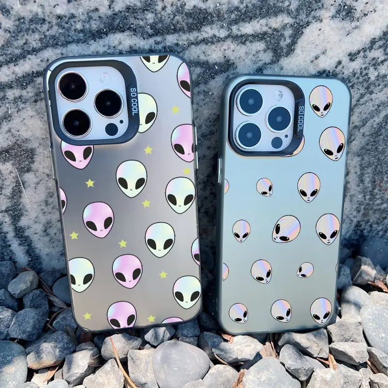 Funny Cartoon Alien Laser Phone Case for iPhone 17 14 11 Pro Max 16 15 Pro Max 13 12 Mini Pro Max 16 15 14 Plus Shockproof Cover
