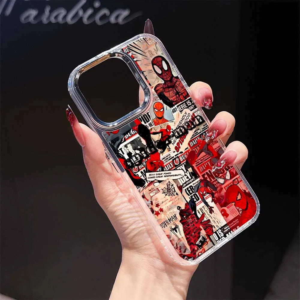 Spider-Man Anime Phone Case For Apple iPhone 17 AIR 16E 15 14 13 12 11 Pro Max Plus Transparent Soft Cover