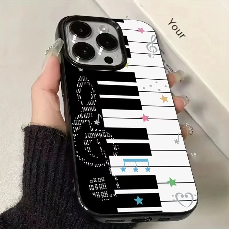 Korean INS Art Piano Key Notes Phone Case For Samsung S25 S24 Ultra S23 Ultra S22 S21 S20 Plus Note 20 S24FE S23FE Cover