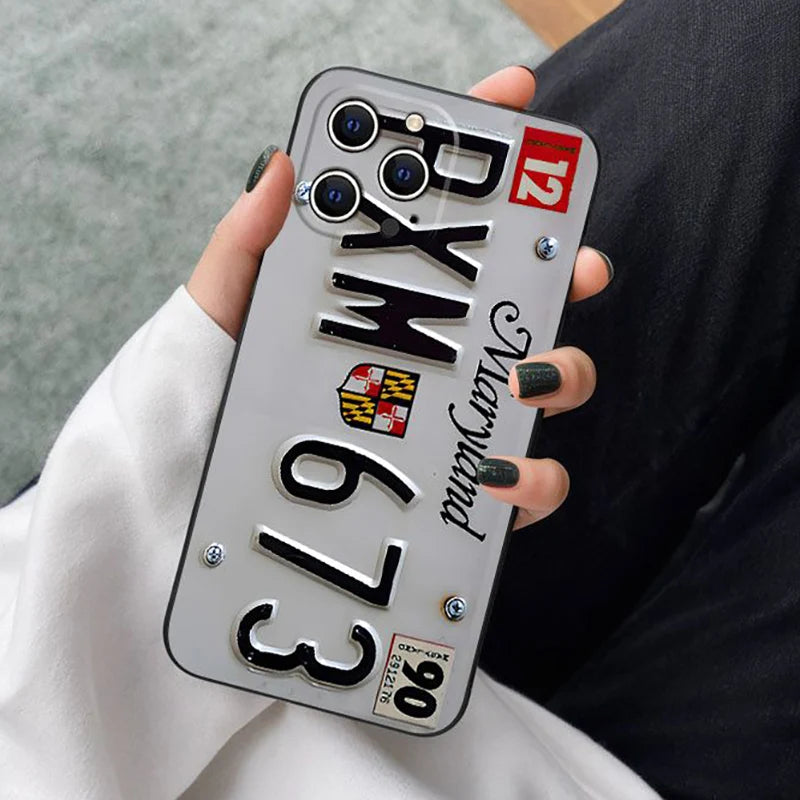 USA License Plate Style Phone Case for iPhone 17 ProMax 16 Pro Max 15 Plus 14 13 Mini 12 11 SE 16E AIR Vintage Retro Phone Cover