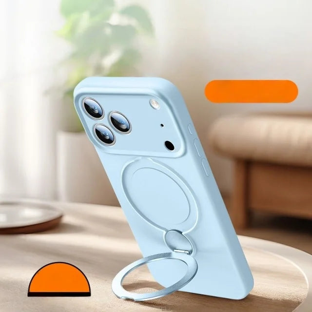 For iPhone 17 Pro Max Luxury Magsafe Magnetic Holder Stand Phone Case For iPhone Air 16 15 14 13 Liquid Silicon Protective Cover