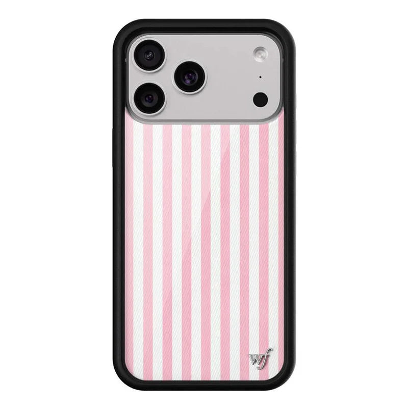 Wildflower Ins Pink Stripes phone case for iPhone 16 15 14 11 12 13 17 Pro Max Fashion Sweet Cute girl wf shockproof cover﻿﻿﻿﻿