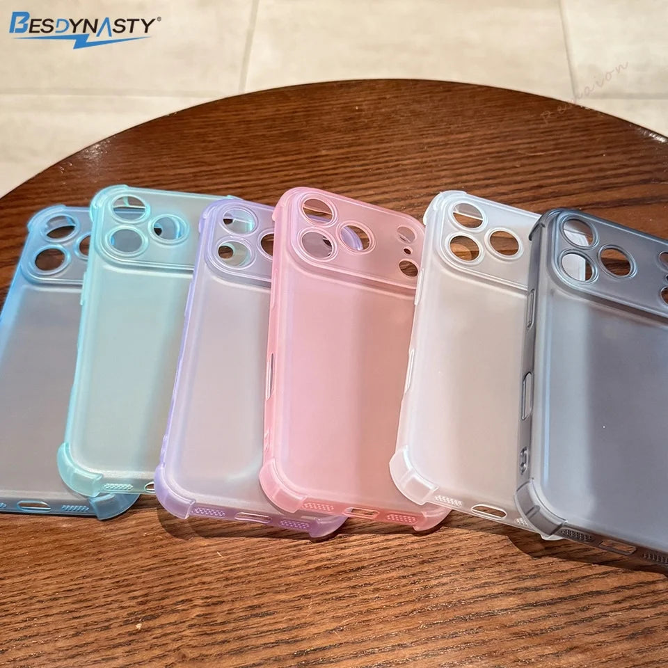 Cute Matte Clear Phone Case for iPhone 17 Air 16E 14 15 16 11 12 13 Pro Max Plus Shockproof Protector Cover