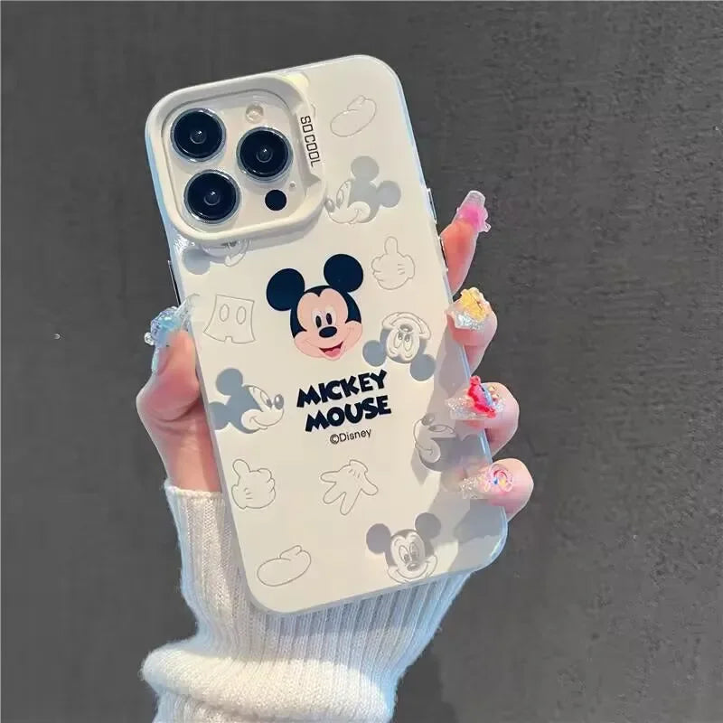 Pretty Cute Mickey Minnie Mouse Case For Samsung Galaxy S26 Ultra S25 S24 S23 S22 Ultra Plus FE A57 A56 A55 5G Metal Lens Casing