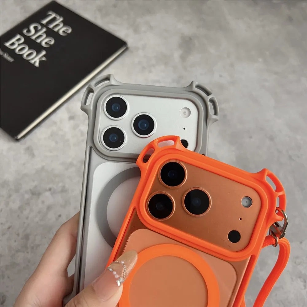 For Magsafe Lanyard Shockproof Clear Case For iPhone 17 Air 16 15 14 13 12 11 Pro Max Plus 16E Magnetic Wireless Charging Cover