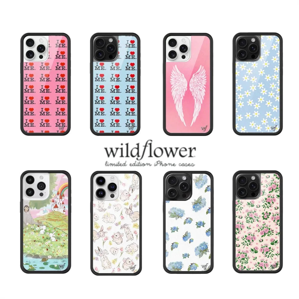 Wildflower Ins I Heart Me Angel Wing Phone Case for iPhone 17Pro 12 13 14 15 16 17 Pro Max Plus Cute Bunny Daisy WF Cover Cases