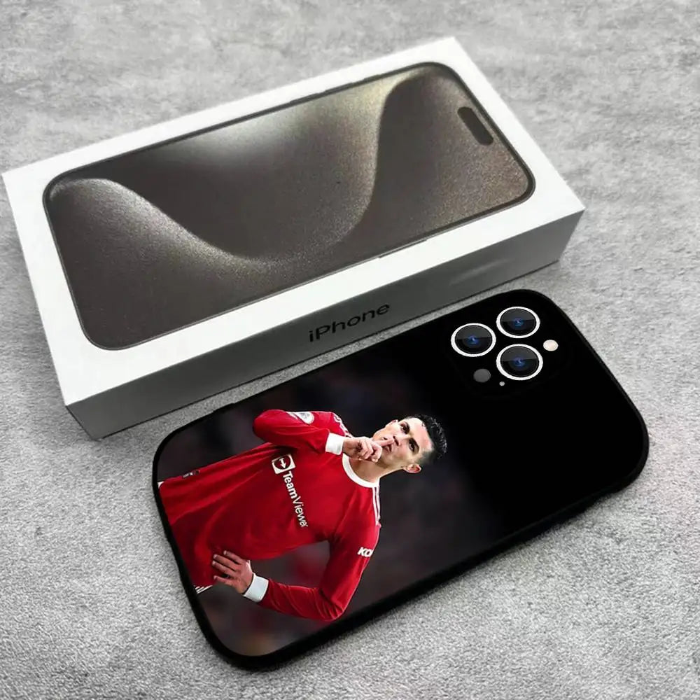 R-Ronaldo Cool CR7 Phone Case For iPhone 17,16,15,14,13,12,Pro,Max,Plus,E,SE4,Air,Mini Black Soft Box