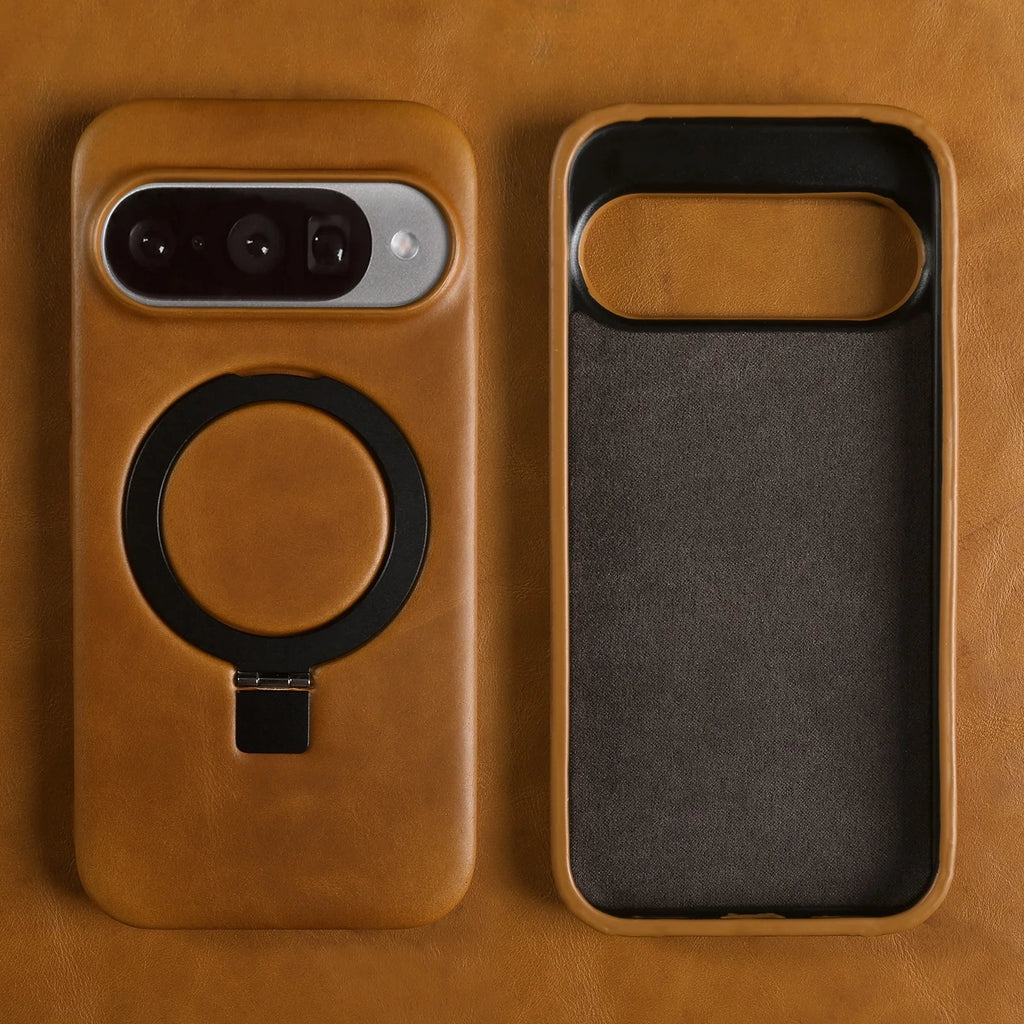 Luxury Magnetic Bracket Holder Genuine Leather Case For Google Pixel 10 Pro XL pixel10  8A 9pro 7A 6A 5A Full Wrapped Back Cover