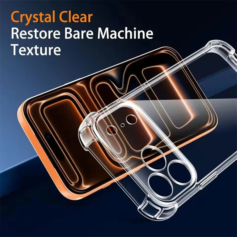 Air-Bag Shockproof Silicone Clear Case For iPhone 17 Air 16 15 14 11 12 13 Pro Max Mini XS XR 15 16 Plus Transparant Back Cover