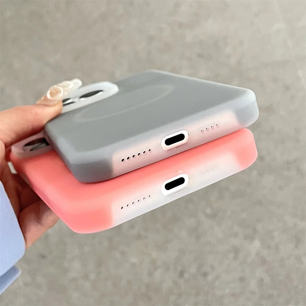 Fluorescent For Magsafe Liquid Silicone Phone Case For iPhone 15 14 11 12 13 16 17 Pro Max Shockproof Candy Colour Jelly Cover