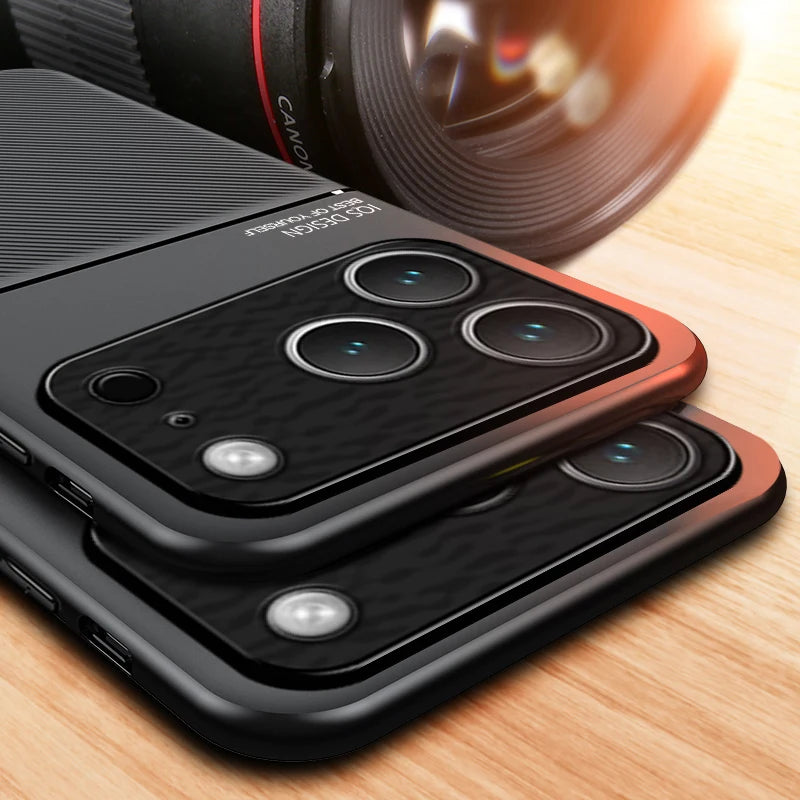 Slim Non-Slip Portective Case For iPhone 17 Air 16 15 14 Plus 13 12 11 17 Pro Max With Metal Plate Magnetic Car Holder Cover