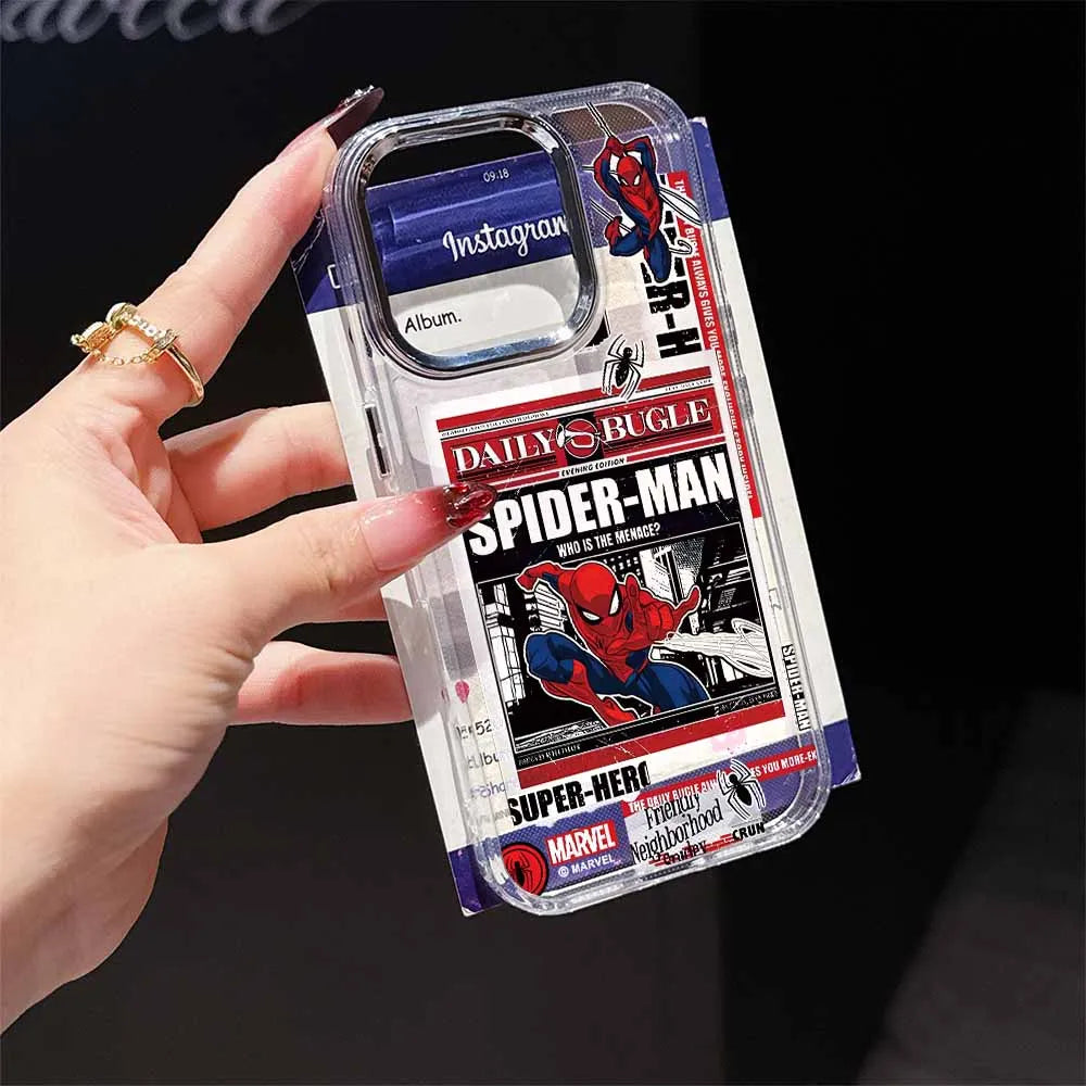 Spider-Man Anime Phone Case For Apple iPhone 17 AIR 16E 15 14 13 12 11 Pro Max Plus Transparent Soft Cover