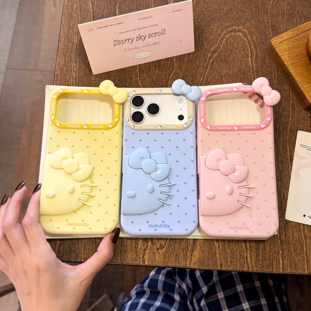 Sweet Soft Silicone Cover 3D Stereo For Hello Kitty For IPhone 13 14 15 16 17 Pro Max Girls Cute Cartoon Protective Phone Shell