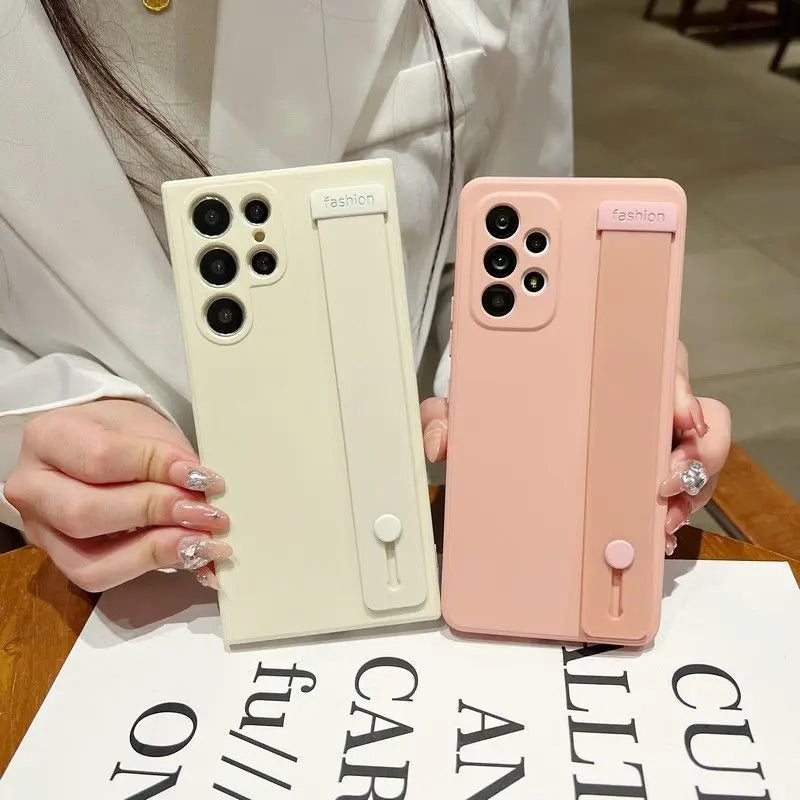 Hand Band Silicone Case For Samsung Galaxy S25ultra S 25 24 23  S21 S23 S24 Fe S22 S25 Plus Ultra Wrist Strap Stand Holder Cover