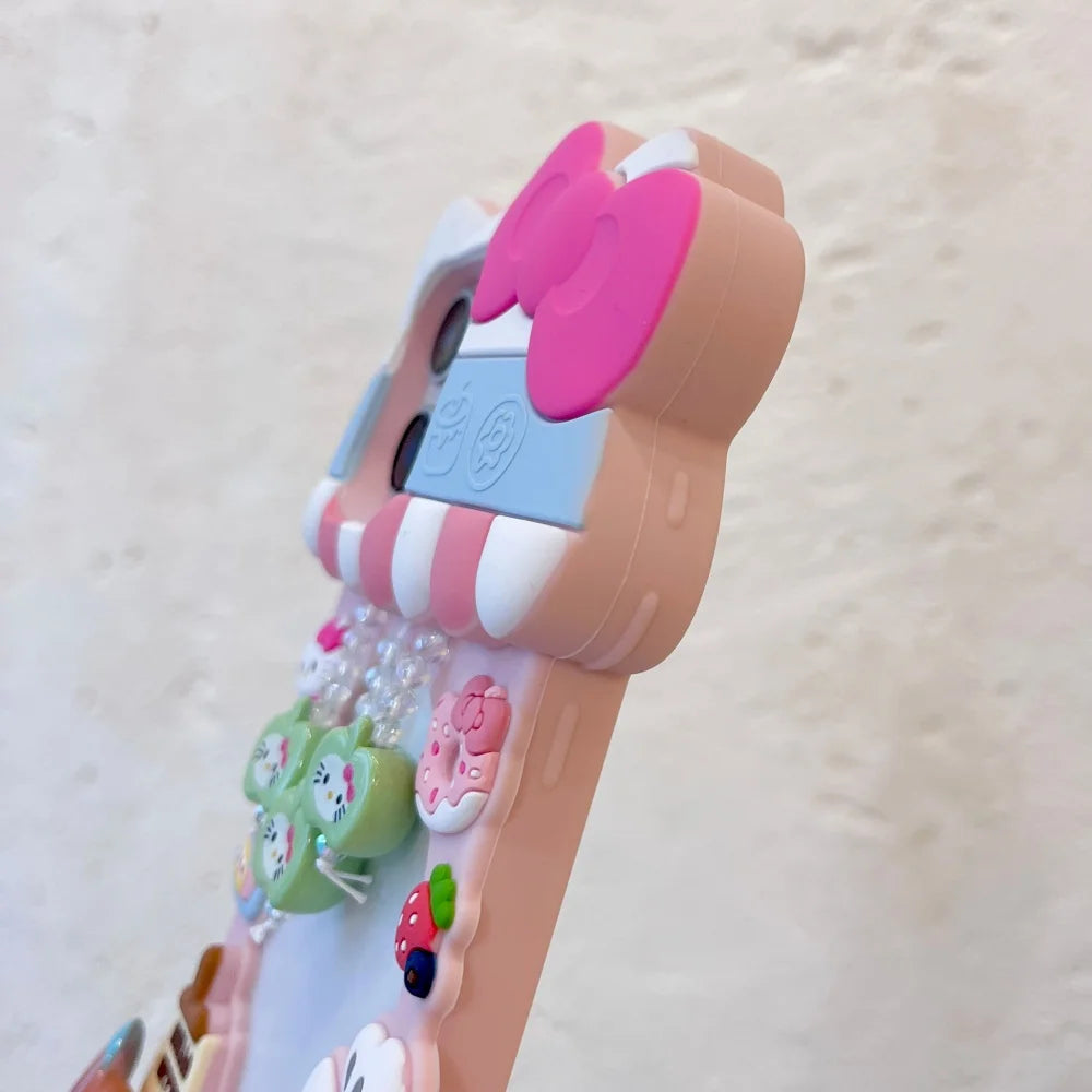 Sweet 3D Hello Kitty Dessert Shop Chef Cartoon Silicon Phone Case for iPhone 16 15 14 Plus 13 12 ProMax Y2K Shockproof Cover