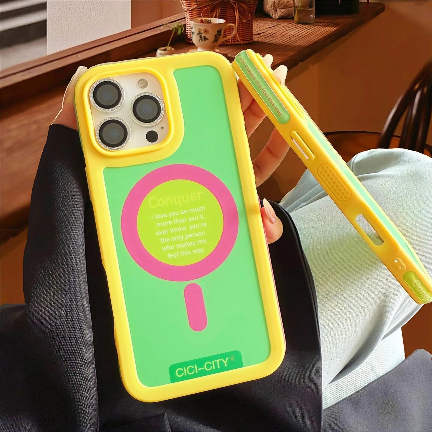 Dopamine Color Collision Magnetic Case For iPhone 16 15 14 Pro Max 13 Luxury Candy Color Shockproof Bumper for Magsafe Cover