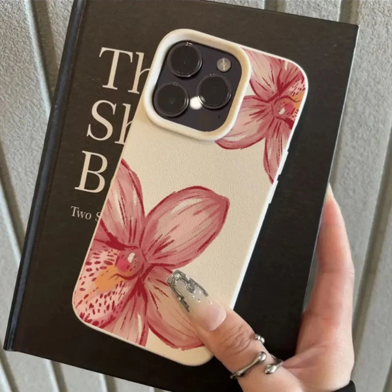 Pink Flower Part Pattern Suitable for iPhone 16 15 14 13 12Pro Max Phone Case Fashion High Value Case