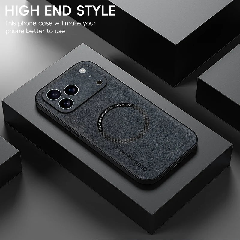 Luxury Sheepskin Magnetic Case For iPhone 17 13 12 11 16 Pro Max 14 15 Plus 16E 17 Air For Magsafe Wireless Charging Phone Cover