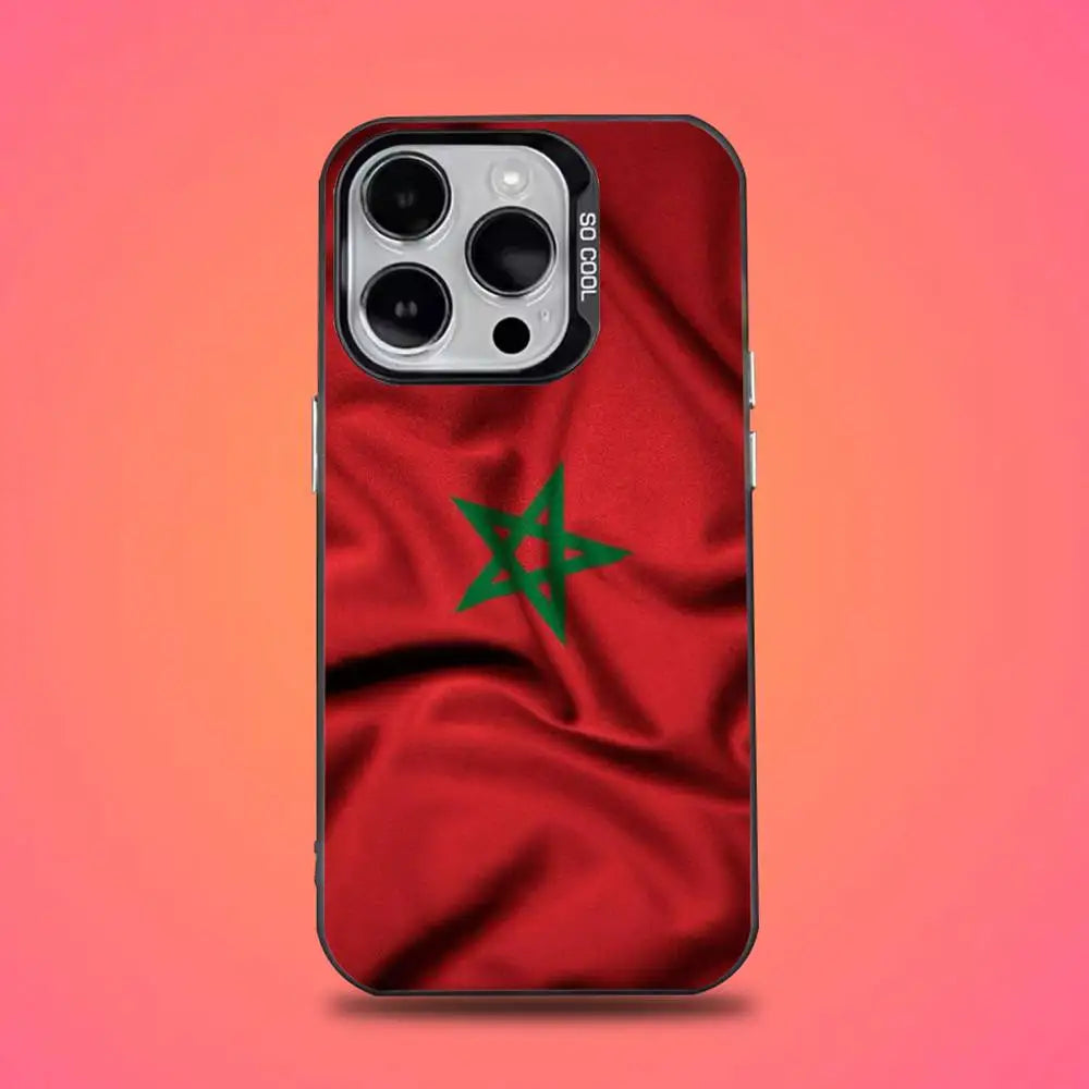 Morocco Flag Phone Case For iPhone 16,15,14,13,12,11,Pro,Max,Plus,Mini,XS,SE Anti Fall Black Matte Hard Bumper