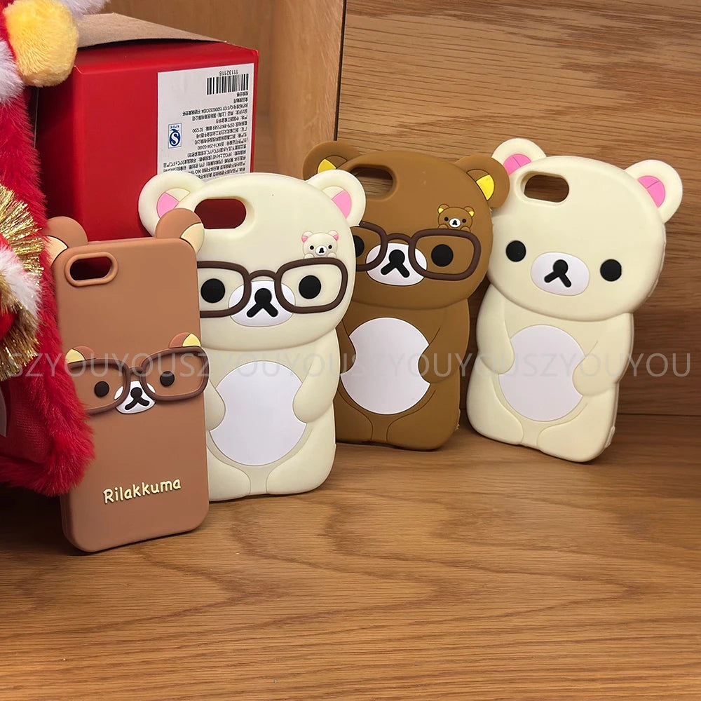 For iPhone 17 Pro 4 4S 5 5S 6 16 Pro Max 15 14 Plus 13 12 11 7 8 SE Rilakkuma Bear Chocolate Cartoon Soft Silicon Phone Case