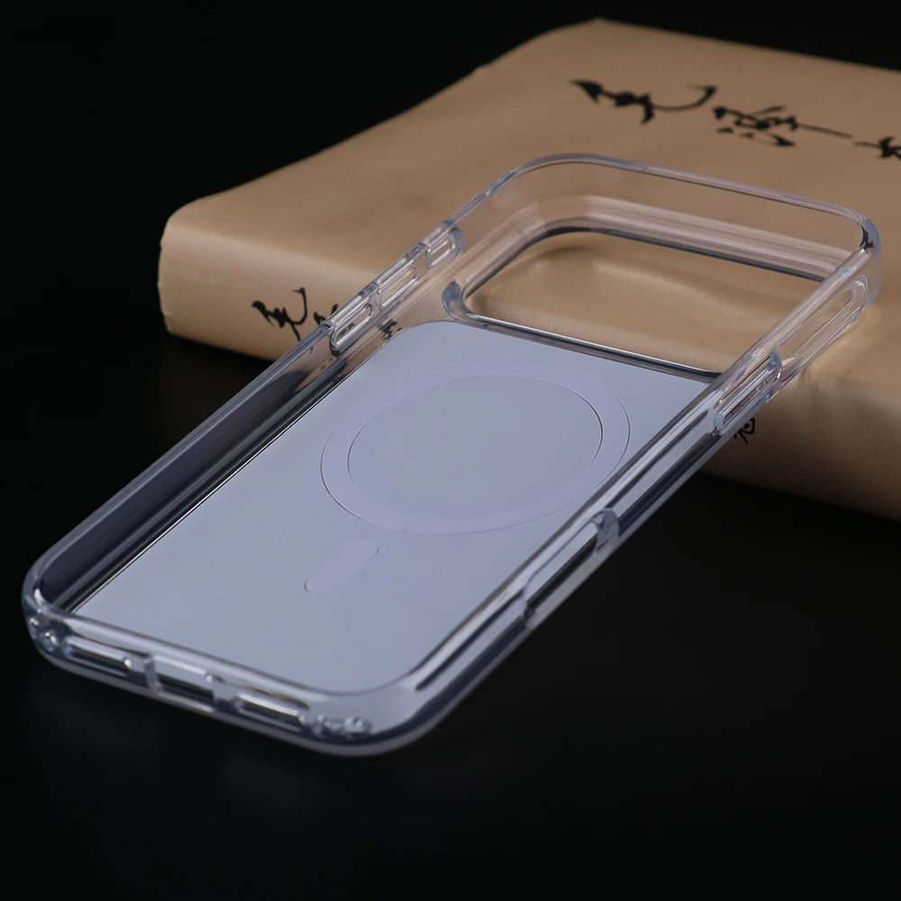 UGOjP Case For iPhone 17 Pro Max Shockproof Magnetic MagSafe Phone Case Clear Antidrop Solid Color Protective Hard PC Back Cover
