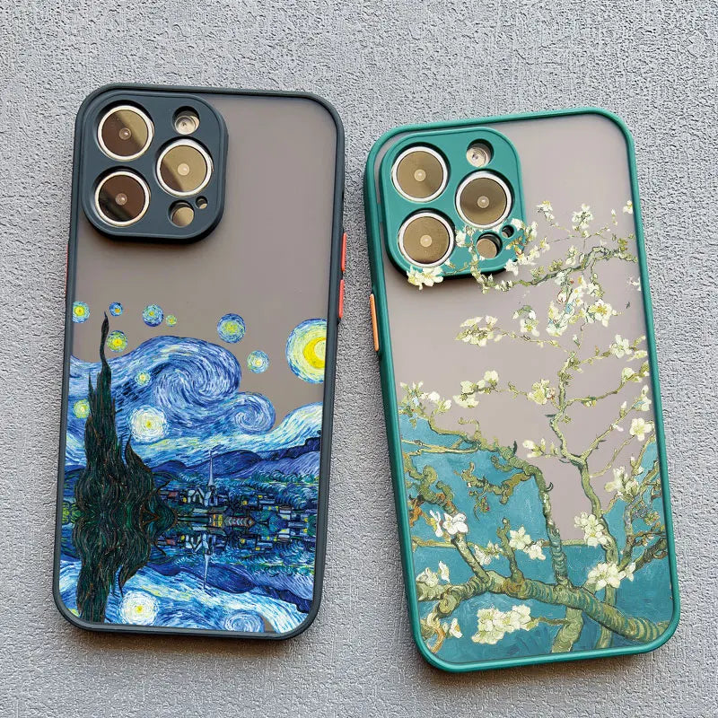For Coque iphone 17 16 15 14 11 12 13 Pro Max Mini X XR XS 16 Plus Phone Cases Art Van Gogh Oil Painting Soft Shockproof Covers