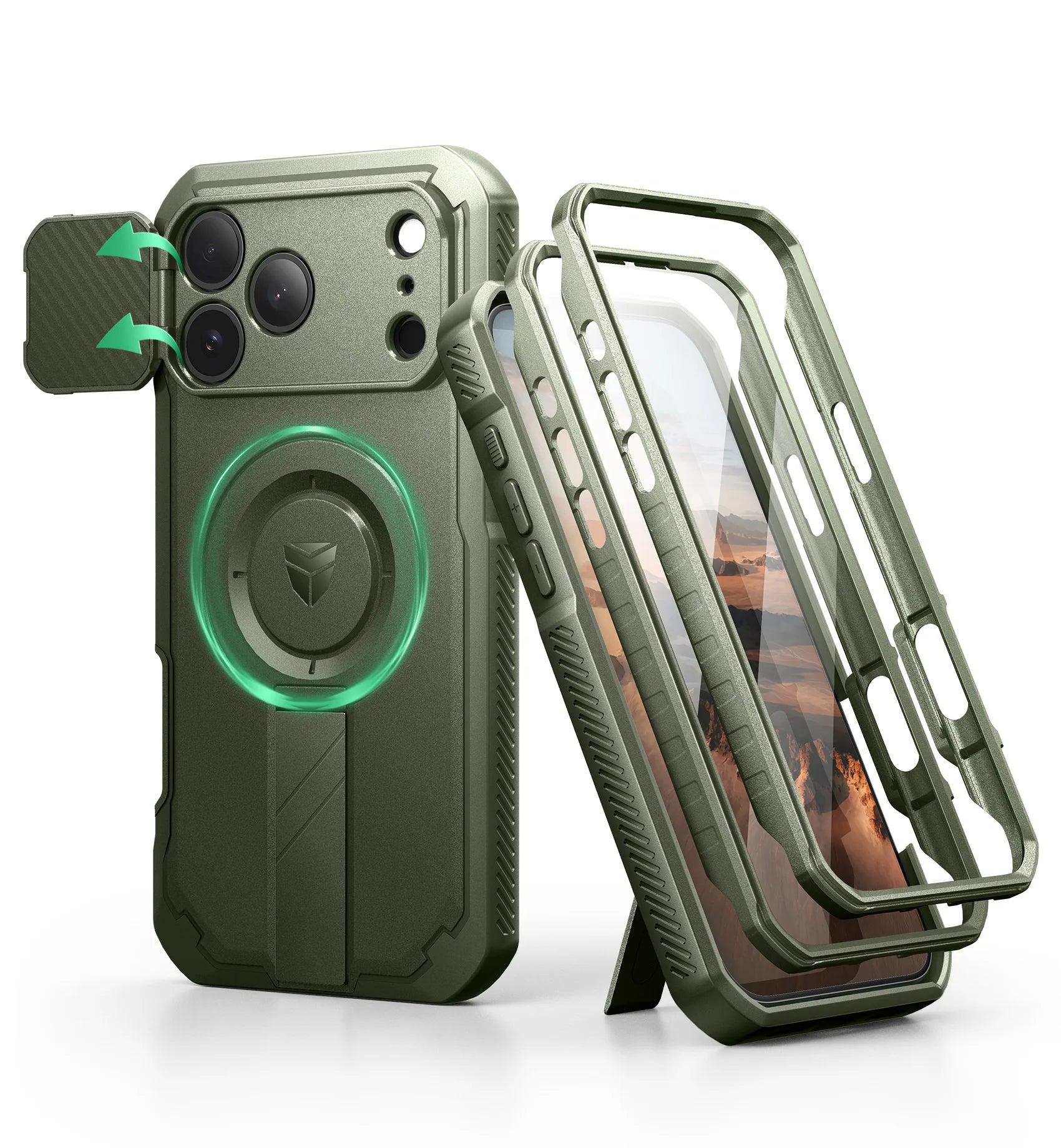 For iphone 17 pro max case with Camera Cover & Adjustable Kickstand Compatible With MagSafe Shockproof Magnetic Protective Cover