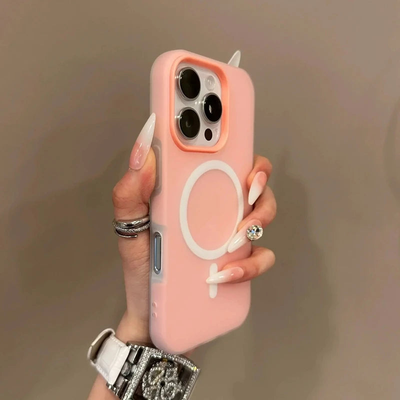 Luxury Candy Wireless Charge Matte Phone Case For iPhone 11 12 13 14 15 16 17 Pro Max Plus Air Magnetic Bumper Cover