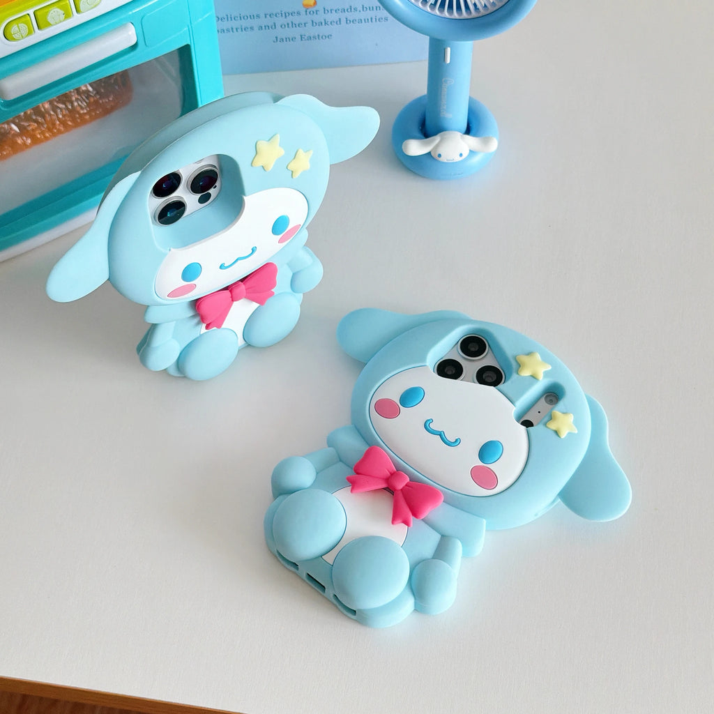 Cute Cartoon 3D Cinnamoroll Silicone Phone Case For iphone 17 13 Pro Max 16 15 14 Plus Sanrio Shockproof Protective Soft Cover