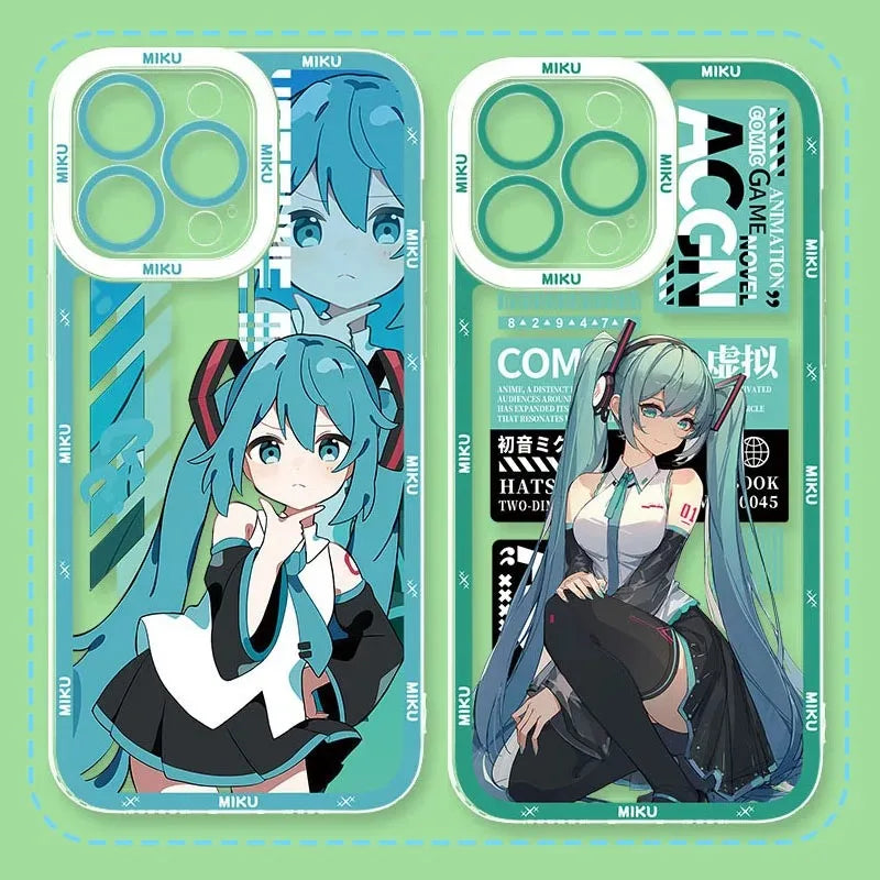 Lovely H-Hatsunes Kawaii M-Miku Phone Case For iPhone 17 Air 15 14 13 12 11 Pro Max 16 15 14 Plus Shockproof Soft Silicone Cover