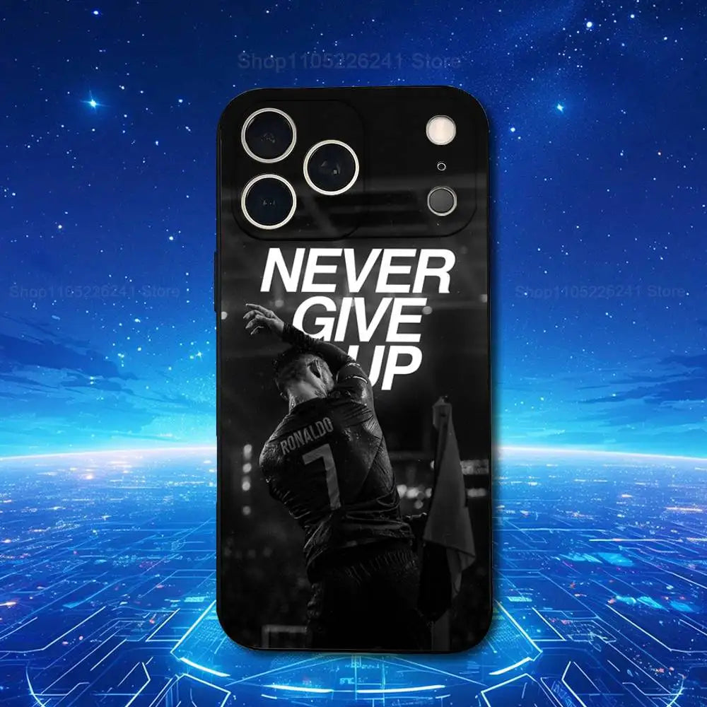 Football R-RoNalDo-ES CR7 Phone Case For iPhone 17,16,15,14,13,12,11,Plus,Pro Max,XS,X,XR,SE,Mini,8,7,Soft Silicone Black