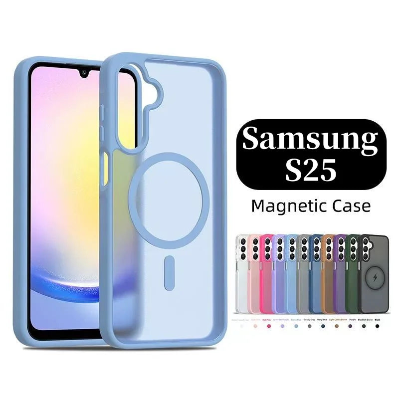 Matte Translucent Magsafe Wireless Charge Case for Samsung S25 Edge 24 23 22 Ultra Plus FE A56 A36 A26 A16 A06 A55 A35 A25 Cover