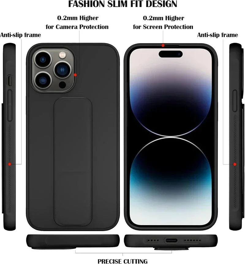 Magnetic Kickstand holder Hand Strap Case for IPhone 17 Air 16 15 14 13 12 11 Pro Max Plus 16Pro 17Pro ProMax Stand Phone Cover