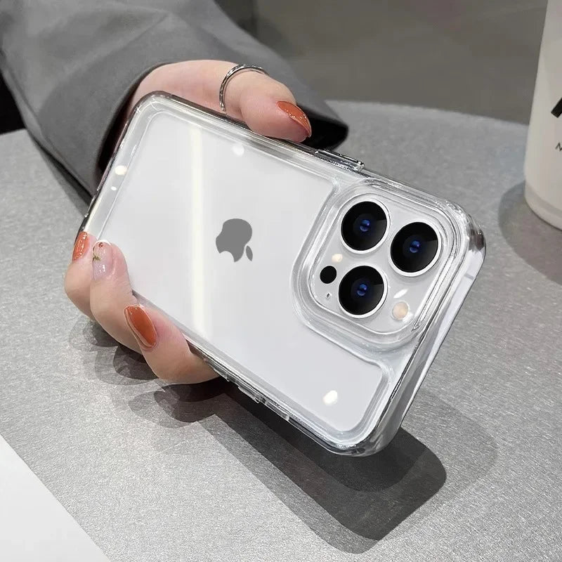 New Transparent Acrylic Clear Case for iPhone 17 Pro Max 16 Plus 11 12 13 14 15 16 Pro Max Plus Xs Max Xr Air Metal Button Cover