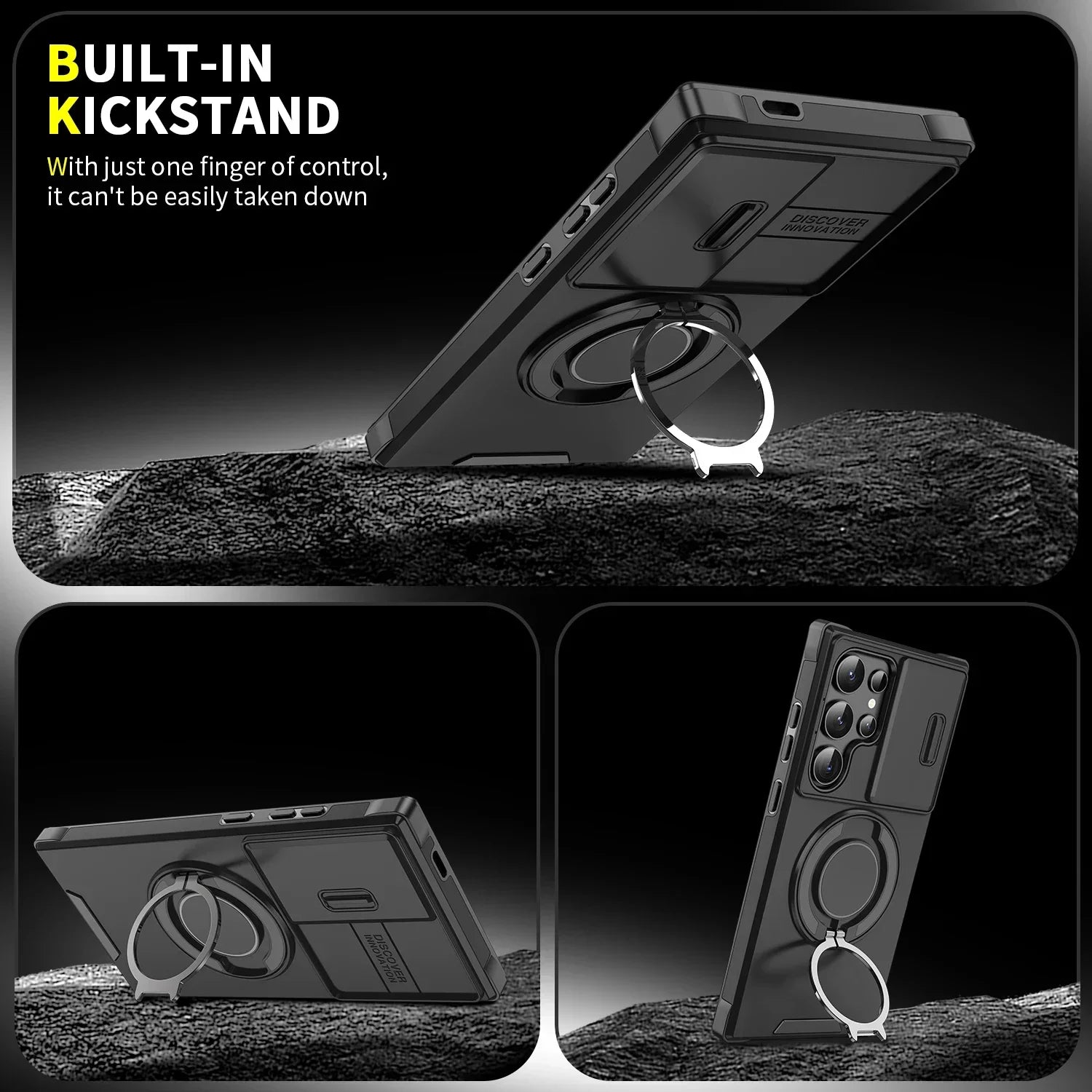 Armor Case For Samsung Galaxy A06 A26 A05 A56 A36 A16 A55 A35 A15 A54 4G 5G With Lanyard Ring Stand Slide Camera Protect Cover