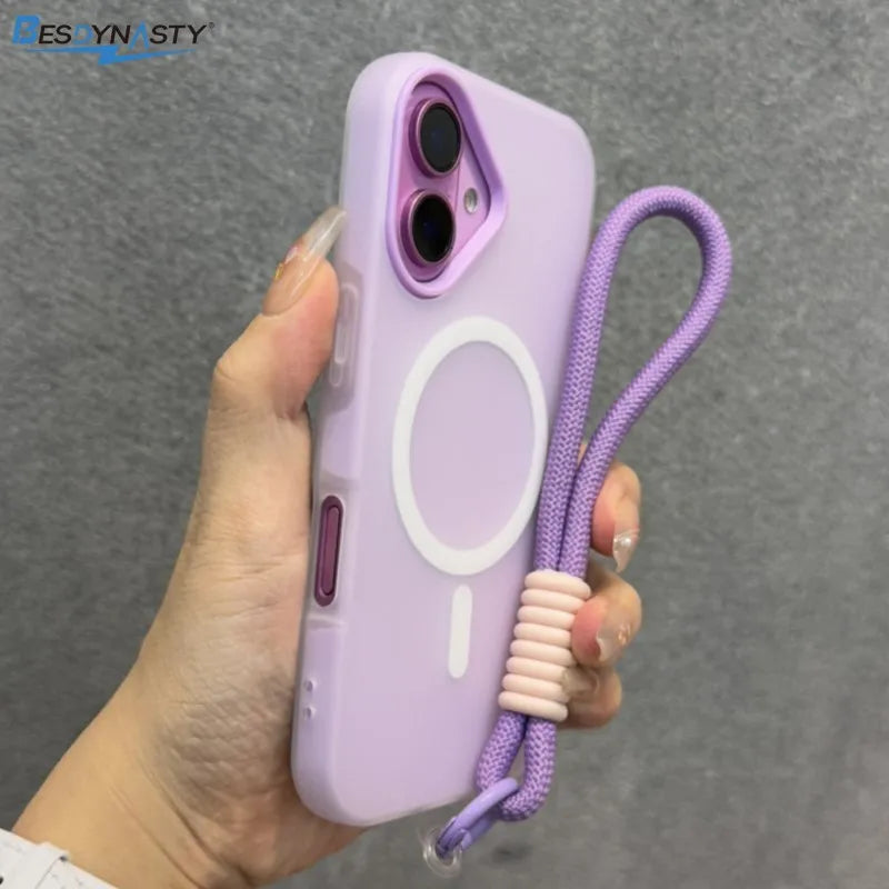 Luxury 3 IN 1 For Magsafe Lanyard Case for iPhone 17 16 15 14 13 12 11 Pro Max Wireless Charge Magnetic Clear Matte Soft Cover