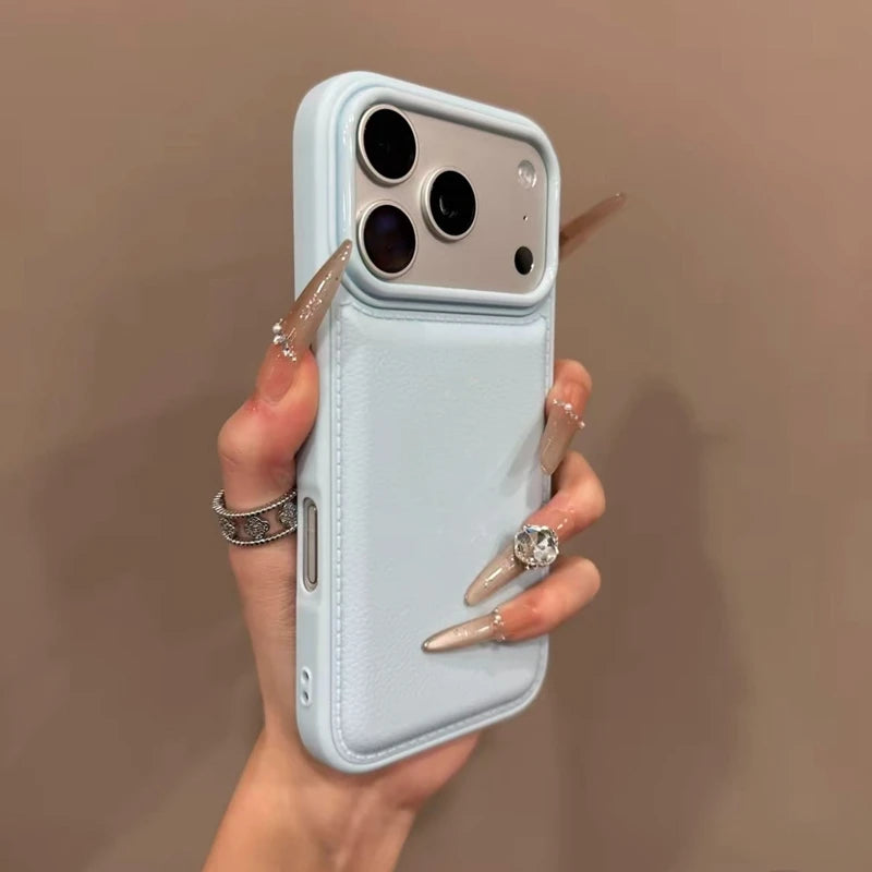 Luxury Drum Cortex Plain Phone Case For iPhone 11 12 13 14 15 16 17 Pro Max Plus 17 Air Shockproof Bumper Cases Cover