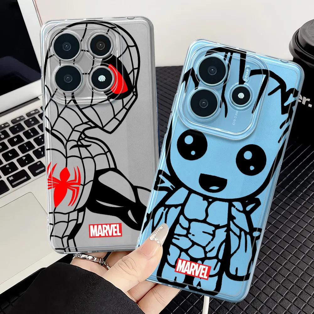Case for Xiaomi Redmi Note 15 14 Pro Plus 12 12S 11S A4 11 Note 13 13C 14C 9 10 15Pro Soft Phone Cover Iron Spider Man Groot