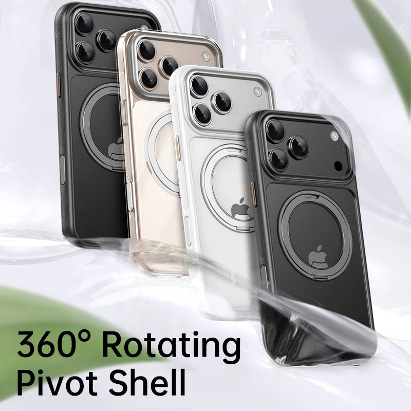 Dot Matrix Gear Decompression 360 Piovt Case For iPhone 17 Pro Max 16e 16 15 14 13 Pro Max Magnetic Bracket With Damping Sound