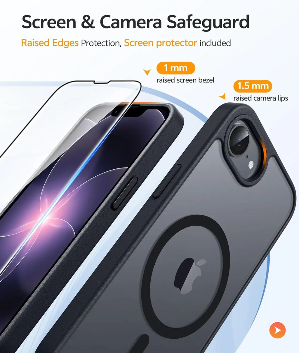 For iPhone 17e/16e Phone Case with Magnetic Translucent Matte Cases with [Screen Protector]  Shockproof Protective Phone Cover -