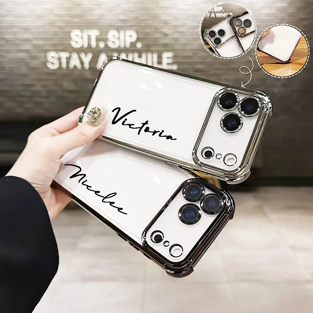 Personalised Customized Name Case For iPhone 17 16 15 14 13 12 11 Pro Max Initials Letters Leather Cover 13 15 16 17 Air Pro Max