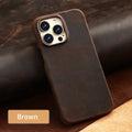Retro Cowhide Phone Case for iPhone 17 16 15 Pro Max 13 14 Pro 17Pro Air Luxury Crazy Horse Genuine PULL-UP Leather Back Cover