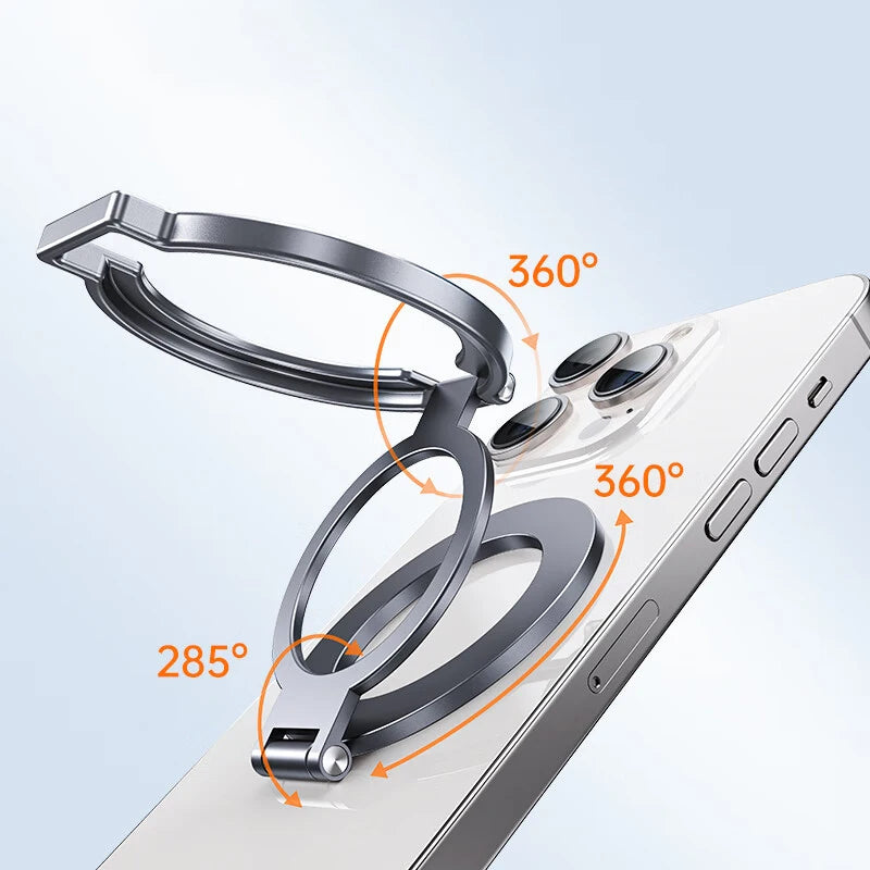 2 in 1  360° Rotation Magnetic Finger Ring Phone Holder Aluminum Alloy Foldable  For iPhone 17 16 15 14 13 12 Pro Max