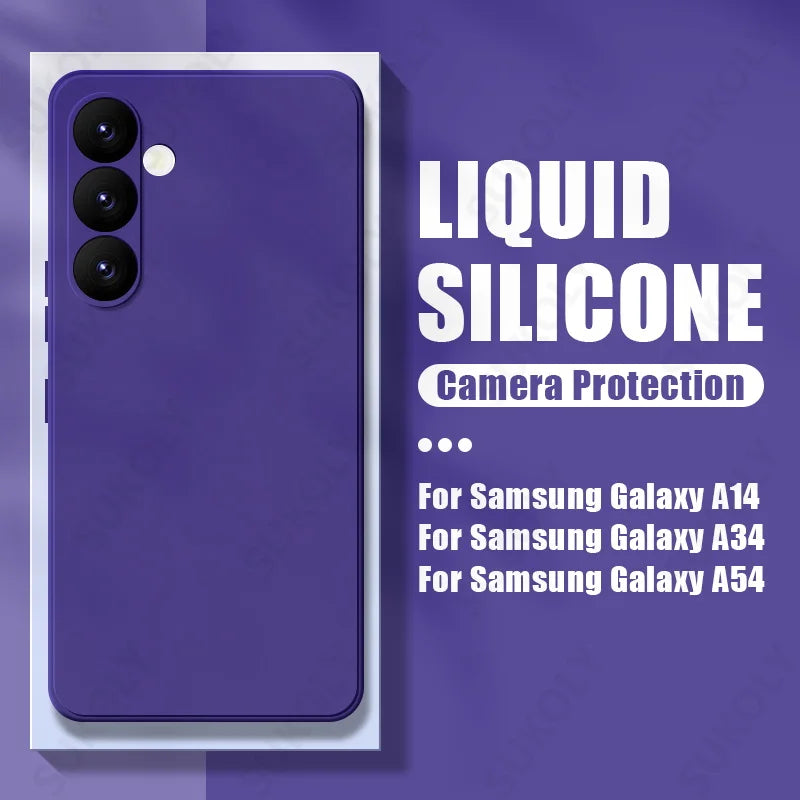 Luxury Case For Samsung Galaxy S26 S23 S22 S24 S25 Ultra S23 FE A57 A17 A56 A55 A15 A54 A16 5G Liquid Silicone Soft Phone Cover