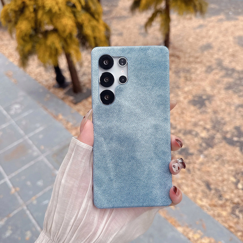 Original Washed Color Denim Jeans Phone Case For For Samsung Galaxy S25 S24 S23 S22 Ultra Matte Hard PC Frameless Cooling Cover