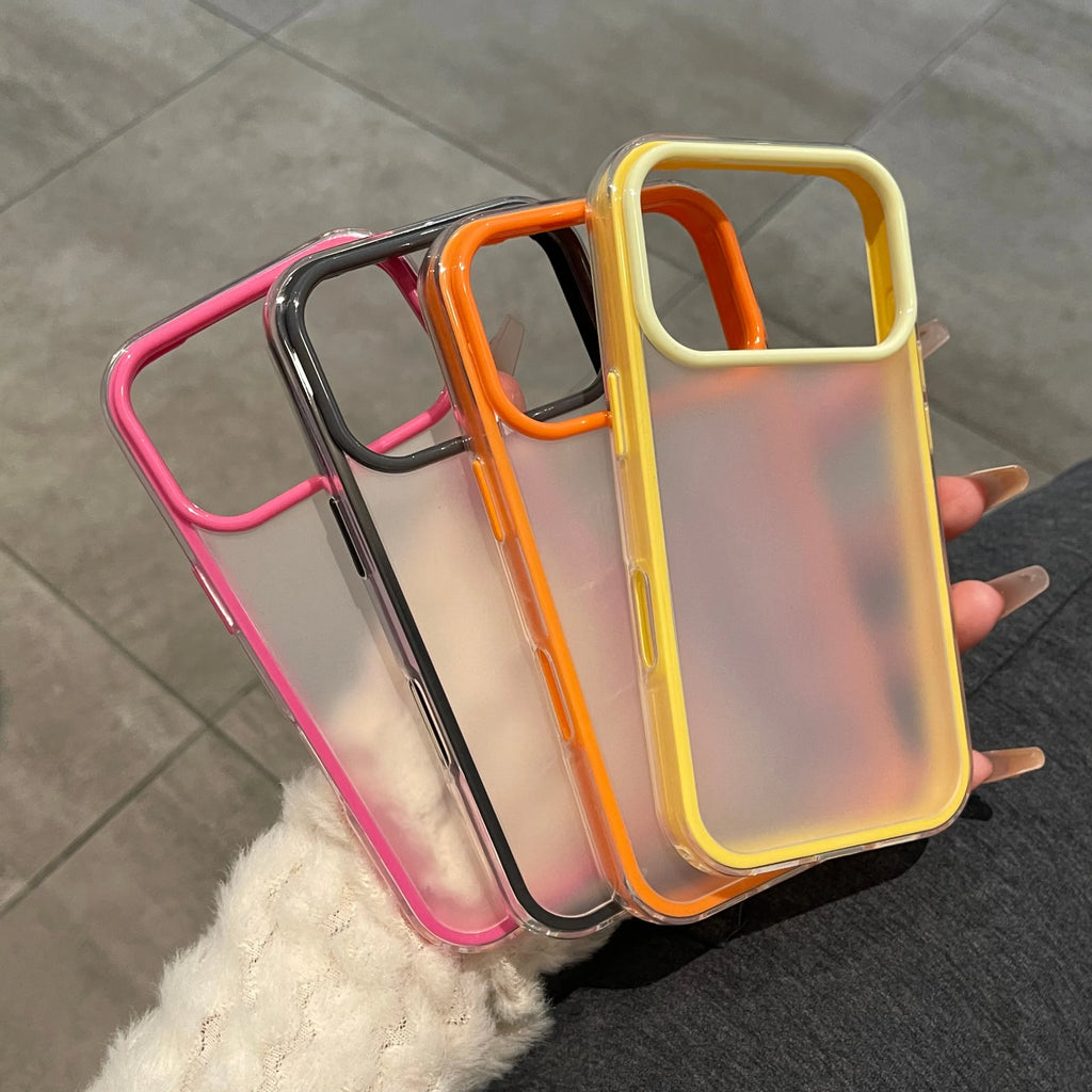 Luxury Candy 2IN1 Matte Translucent Phone Case For iPhone 17 Air 16 15 14 13 Pro Max Plus Fundas Shockproof Hard PC Back Cover